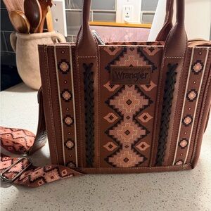 Wrangler Geometric Brown and Pink Crossbody Bag